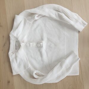 Loft Chunky Knit Ivory Sweater With Button Neck Size Small
